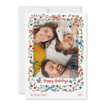 Kerst fotokaart met een speelse krans