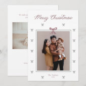 Kerst fotokaart met lintboog feestdagenkaart (Voorkant / Achterkant)