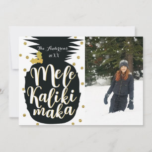 Kerst fotokaart met Mele Kalikimaka Ananas Feestdagenkaart