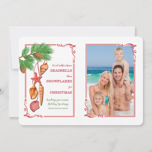 Kerst Fotokaart met Schelpen Kaart (Voorkant)