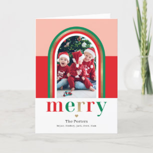 Kerst fotokaart met vrolijke boog feestdagen kaart
