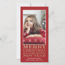 Kerst Fotokaart - Prettig Kerstfeest Goud Feestdagenkaart