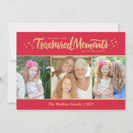 Kerst Fotokaart 'Treasured Moments' Feestdagenkaart (Voorkant)