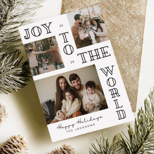 Kerst Fotokaart 'Vreugde Voor De Wereld' Minimaal Feestdagenkaart