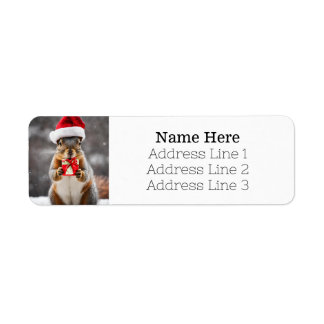 Kerst Fox Squirrel Santa Hat Retouradres Etiket