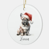 Kerst Frans Bull Dog Santa Hat Ornament (Links)