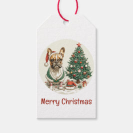 Kerst Franse Bulldog Elfhond Cadeaulabel