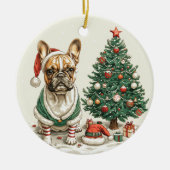 Kerst Franse Bulldog Elfhond Keramisch Ornament (Voorkant)