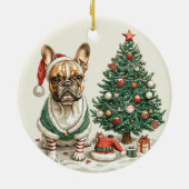 Kerst Franse Bulldog Elfhond Keramisch Ornament (Achterkant)