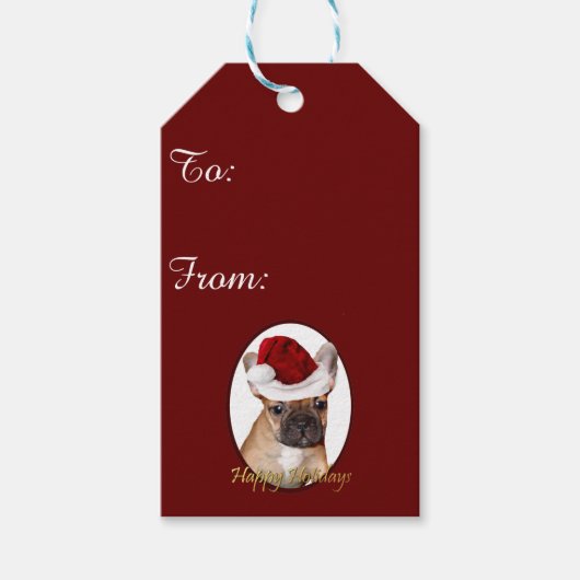 Kerst Franse Bulldog Gift Labels Cadeaulabel (Voorkant)