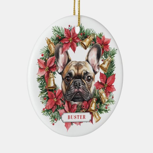 Kerst Franse Bulldog Keramische Cirkel Ornament (Rechts)
