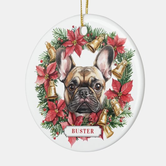 Kerst Franse Bulldog Keramische Cirkel Ornament (Links)