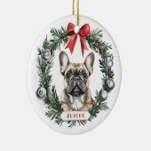 Kerst Franse Bulldog Keramische Cirkel Ornament (Rechts)