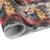 Kerst Franse Bulldog op bont Cadeaupapier (Rol Hoek)