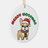 Kerst Franse Bulldog Ornament: Merry Woofmas Keramisch Ornament (Rechts)