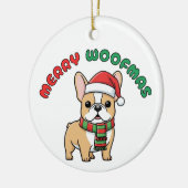 Kerst Franse Bulldog Ornament: Merry Woofmas Keramisch Ornament (Links)
