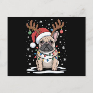 Kerst Franse Bulldog Rendier Hond Kerst Lichtjes Feestdagenkaart