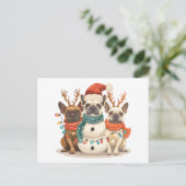 Kerst Franse Bulldog Rendieren Honden Briefkaart (Staand voorkant)