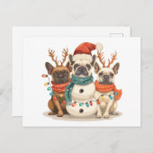 Kerst Franse Bulldog Rendieren Honden Briefkaart (Voorkant / Achterkant)