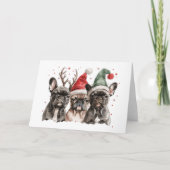Kerst Franse Bulldog Rendieren Honden Kaart (Voorkant)