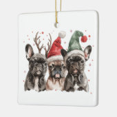 Kerst Franse Bulldog Rendieren Honden Keramisch Ornament (Links)