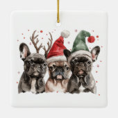 Kerst Franse Bulldog Rendieren Honden Keramisch Ornament (Achterkant)
