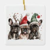 Kerst Franse Bulldog Rendieren Honden Keramisch Ornament (Voorkant)