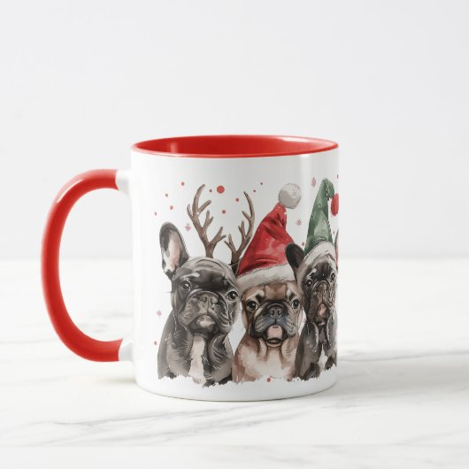 Kerst Franse Bulldog Rendieren Honden Mok (Links)