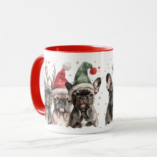Kerst Franse Bulldog Rendieren Honden Mok (Voorkant links)