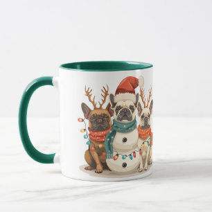 Kerst Franse Bulldog Rendierhonden Mok