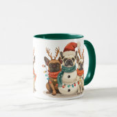 Kerst Franse Bulldog Rendierhonden Mok (Voorkant rechts)
