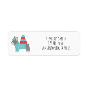 Kerst Franse Bulldog Retouradres Etiket