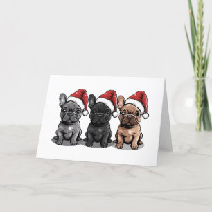 Kerst Franse Bulldog Santa Dog Feestdagen Kaart