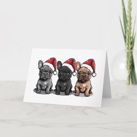 Kerst Franse Bulldog Santa Dog Feestdagen Kaart (Voorkant)