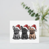 Kerst Franse Bulldog Santa Dog Feestdagenkaart (Staand voorkant)