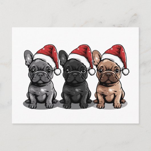 Kerst Franse Bulldog Santa Dog Feestdagenkaart (Voorkant)