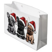 Kerst Franse Bulldog Santa Dog Groot Cadeauzakje (Achterkant Gekanteld)