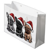 Kerst Franse Bulldog Santa Dog Groot Cadeauzakje (Voorkant Gekanteld)