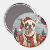 Kerst Franse Bulldog Santa Dog Magneet (Voorkant / Achterkant)