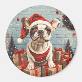 Kerst Franse Bulldog Santa Dog Magneet