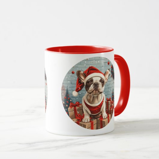 Kerst Franse Bulldog Santa Dog Mok (Voorkant rechts)