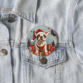 Kerst Franse Bulldog Santa Dog Ronde Button 7,6 Cm (In situ)