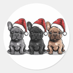 Kerst Franse Bulldog Santa Dog Ronde Sticker