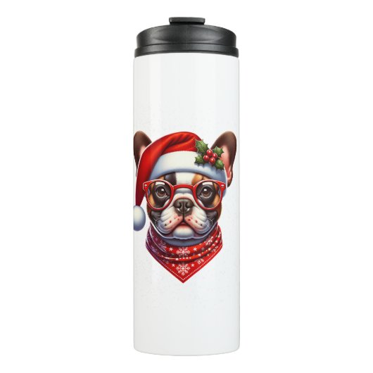 Kerst Franse Bulldog Santa Hat Frenchie Ugly C Thermosbeker (Voorkant)