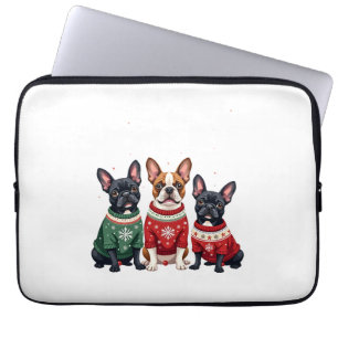 Kerst Franse Bulldog Xmas Franse Bulldog Hond 4 Laptop Sleeve