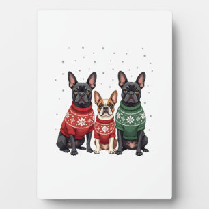 Kerst Franse Bulldoggen Xmas Franse Bulldog Hond 2 Fotoplaat