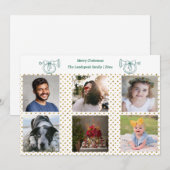 Kerst Franse Hoorn Gouden Confetti & 6 Foto's Feestdagenkaart (Voorkant / Achterkant)