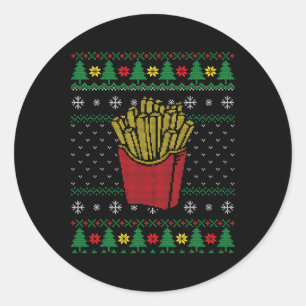 Kerst friet lelijke trui ronde sticker
