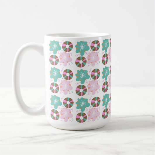 Kerst Frost Donuts Roze Doodles Koffiemok (Links)