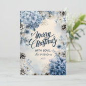 Kerst Frosted Blue Greenery Feestdagenkaart (Staand voorkant)